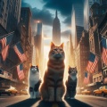 Urban Feline Trio: Exploring New York City Streets