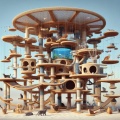 Whisker Wonderland: Giant Cat Tree with Hammocks, Bridges, and Aquarium