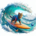 Purr-fect Wave Rider: The Cat Surfer Adventure!