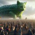 Clash of Titans: The Epic Standoff Between Humans and the Giant Cucumber-Cat