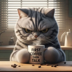 Grim Tabby: First Coffee, Then Talk