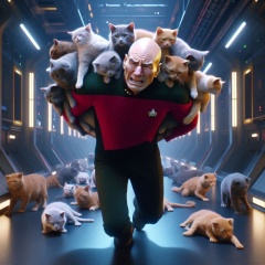 Captain Picard's Feline Dilemma: A Struggle Through the Corridors of the USS Enterprise