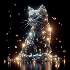 Glamorous Crystal Cat: Ultra-Realistic Moissanite Artistry