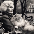 Solitude's Companion: A Melancholic Moment with a Feline Friend