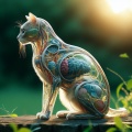 Crystal Feline: A Transparent Cat in a Mysterious Green Ambiance