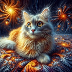 Mystic Feline Reverie: A HyperRealistic Avant-Garde Vision