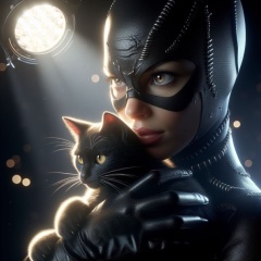 Sensual Elegance: Catwoman Embracing Feline Grace