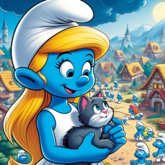 Smurfette's Blissful Day: A Colorful Scene in the Smurf Village