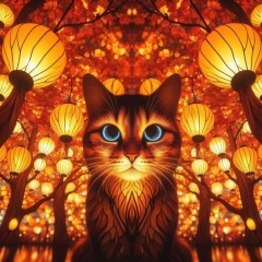 Luminous Whispers: A Night Under Glowing Autumn Canopies