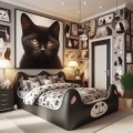 Modern Cat Paradise: A Stylishly Loaded Cat-Themed Bedroom