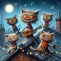 Whimsical Rooftop Revelry: Quentin Blake's Street Cat Symphony