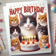 Feline Festivities: Happy Birthday Card Featuring Cats