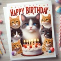 Feline Festivities: Happy Birthday Card Featuring Cats