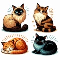 Serenity in Numbers: A Stylized Depiction of Four Cats