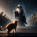 Gandalf's Standoff: Khazad-dûm Bridge Encounter with a Feline Intruder