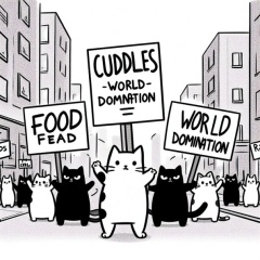  Feline Revolution: Cats Take to the Streets for Cuddles, Food, and World Domination