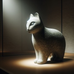  Neolithic Cat Statue: A Photorealistic Rendering of Ancient Feline Majesty