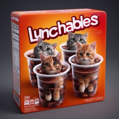 Whisker Wonders: Surreal Lunchables with Tranquil Cats