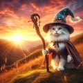 Epic AI Art: Gandalf the Cat in the Mystical Mountains