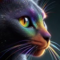 Serenity Unveiled: Rainbow Cat with Subtle Glimmer