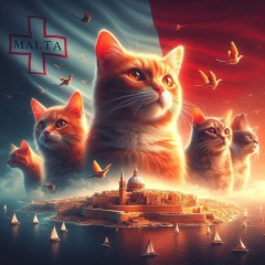 Explore Malta: A Photorealistic, Cinematic View with Five Adorable Cats