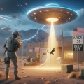 Futuristic UFO Attack at Area 51: Military Action in the Desert
