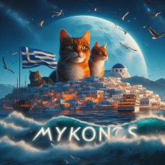 Serenity in Mykonos: A Photorealistic Night View