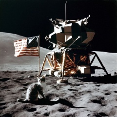 Apollo 11 Cat: Vintage Moon Landing with a Feline Twist