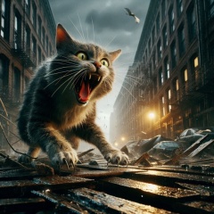 Urban Feline Panic: A Cinematic Encounter with a Terrified Feral Cat