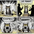 Tabby Cat's Hilarious Freakout: A Charlie Hebdo Style Comic Strip