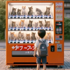 Thought-Provoking Japanese Vending Machine Dispensing Kittens - Urban Scene