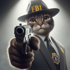 FBI Cat: Photorealistic AI-Generated Image of a Feline Agent in Action