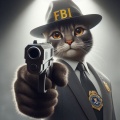 FBI Cat: Photorealistic AI-Generated Image of a Feline Agent in Action