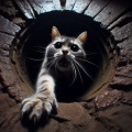 Terrifying Cat Crawling Out of a Well: A Spine-Chilling AI Image