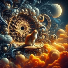 Mysterious Cat in Surreal Sky Realm
