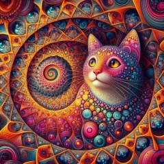 Fractal Cat: Geometric Patterns in Colorful Detail