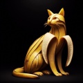 Peel Artistry: Photorealistic Banana Peel Cat in Spotlight