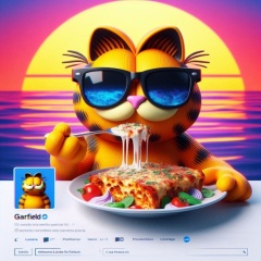 Garfield in the Digital Age: 3D Illustration of the Famous Cat Emerging from Facebook