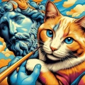 Serene Encounter: The Cat of Rubens in Cool Complementary Hues