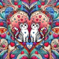 Whimsical Cat in Colorful Patterns