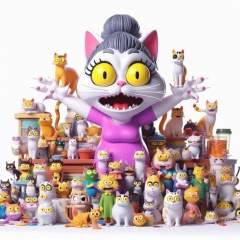 3D Pixar-Style Simpsons Crazy Cat Lady: Cat Transformation Frenzy