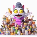 3D Pixar-Style Simpsons Crazy Cat Lady: Cat Transformation Frenzy