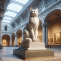  Art Nouveau Cat Statue in a Classic Museum