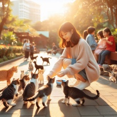 Hope in the Park: Caring for Stray Cats in an Urban Asian Neighborhood