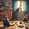 Seven Mischievous Cats Wreak Havoc Home Alone in the Kitchen