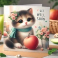 Adorable Tabby Kitten with Get Well Soon Card on a Whimsical Table Setting