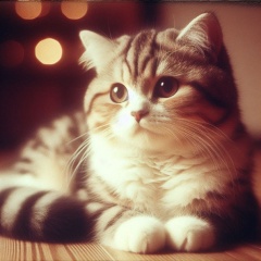 Vintage 1950s Cat Lounging Indoors