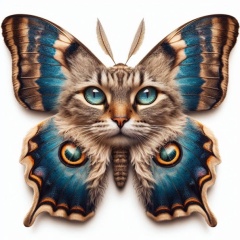 Stunning Image of a Moth with Tabby Cat Face Wings