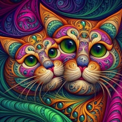 Curious Fractal Cats: A Vibrant Digital Masterpiece