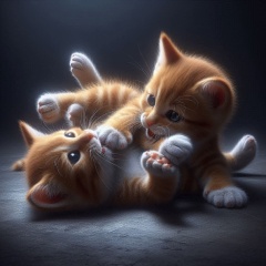 Playful Orange Kittens Engaged in Fun Play Fight